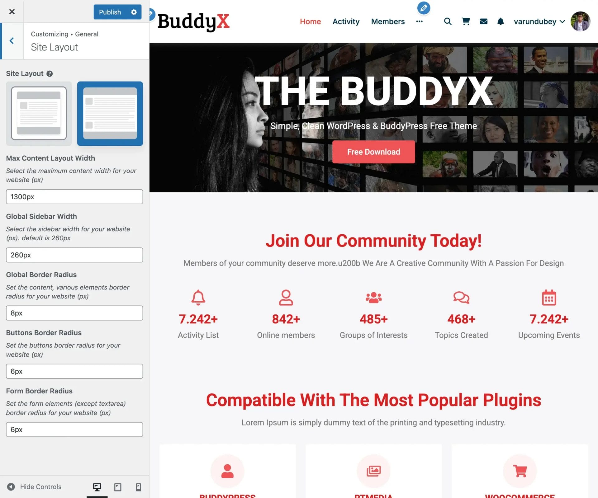 General Site Layout Settings