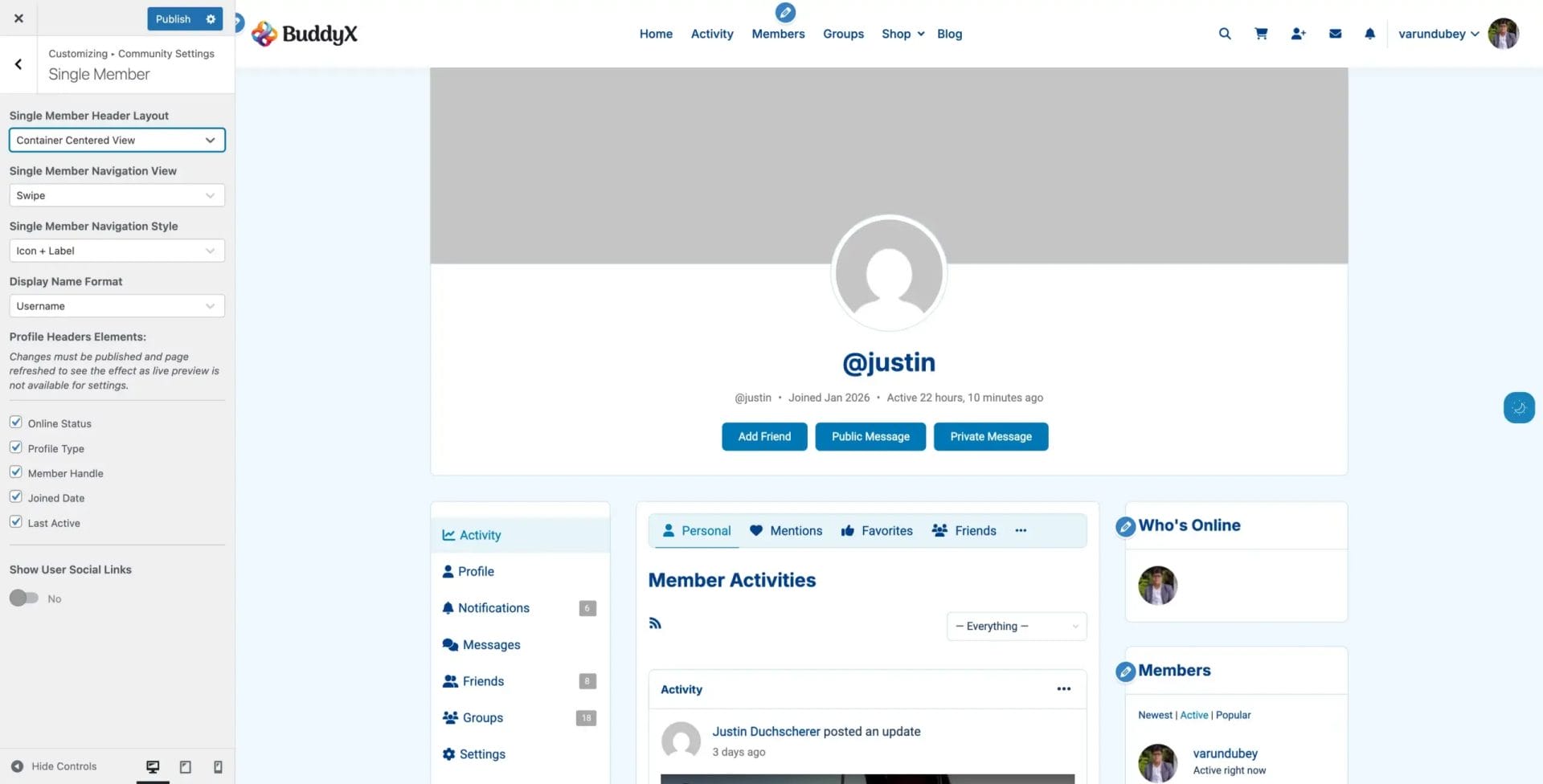 Member Header Container Centered