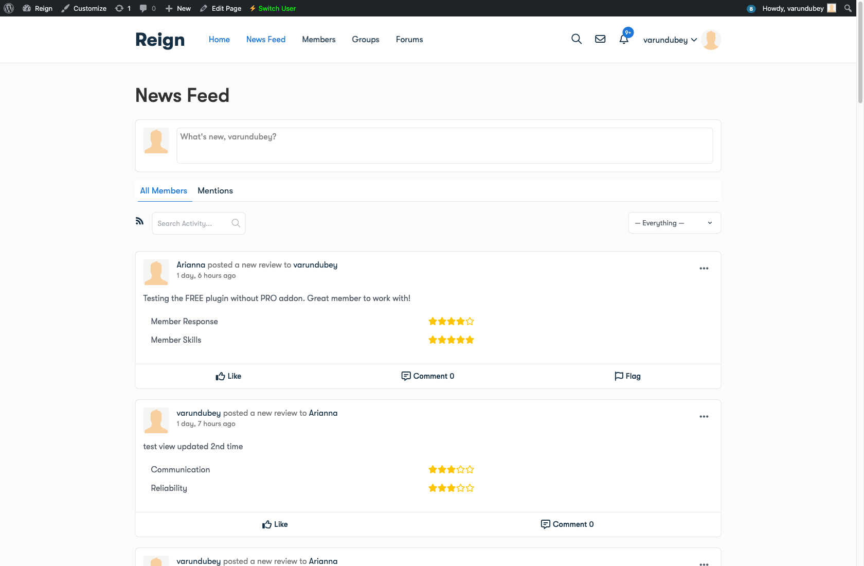 Activity with Comment Flag