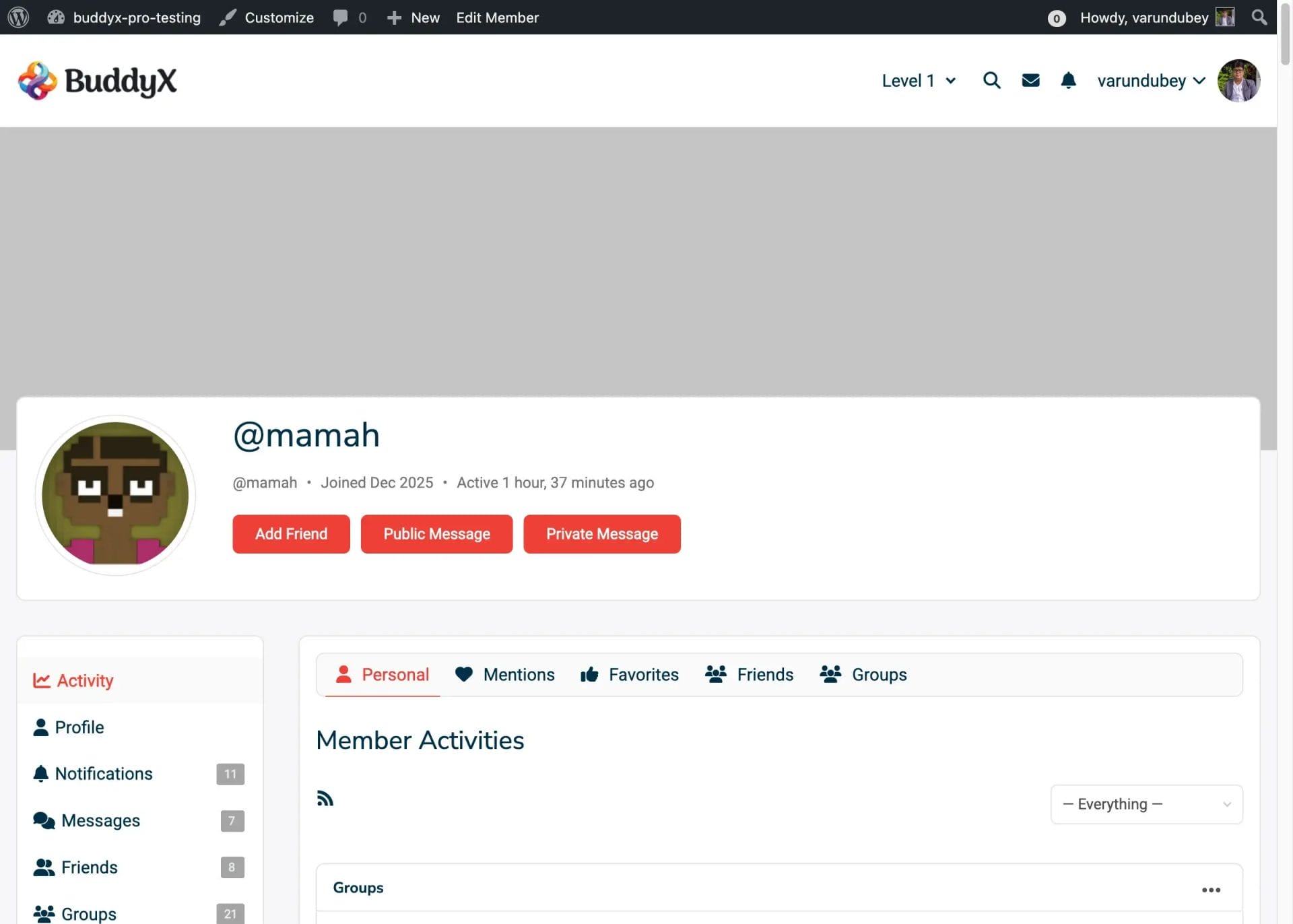 Member Profile Frontend