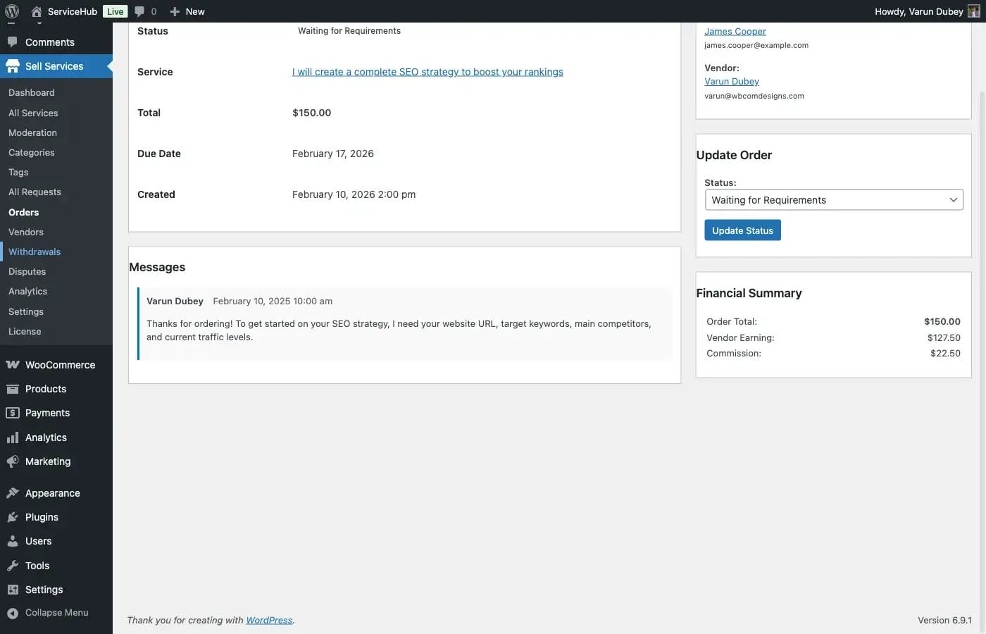 Order commission breakdown