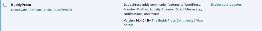 BuddyPress Active