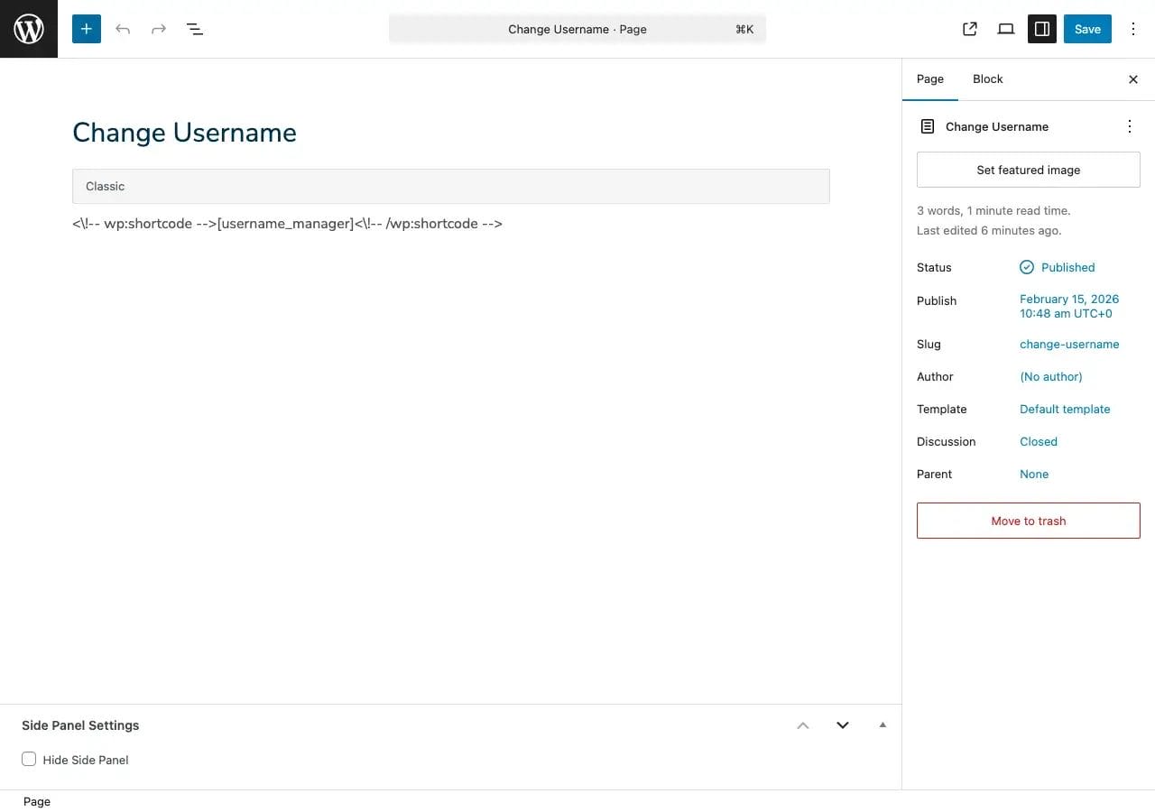 Classic Editor Shortcode