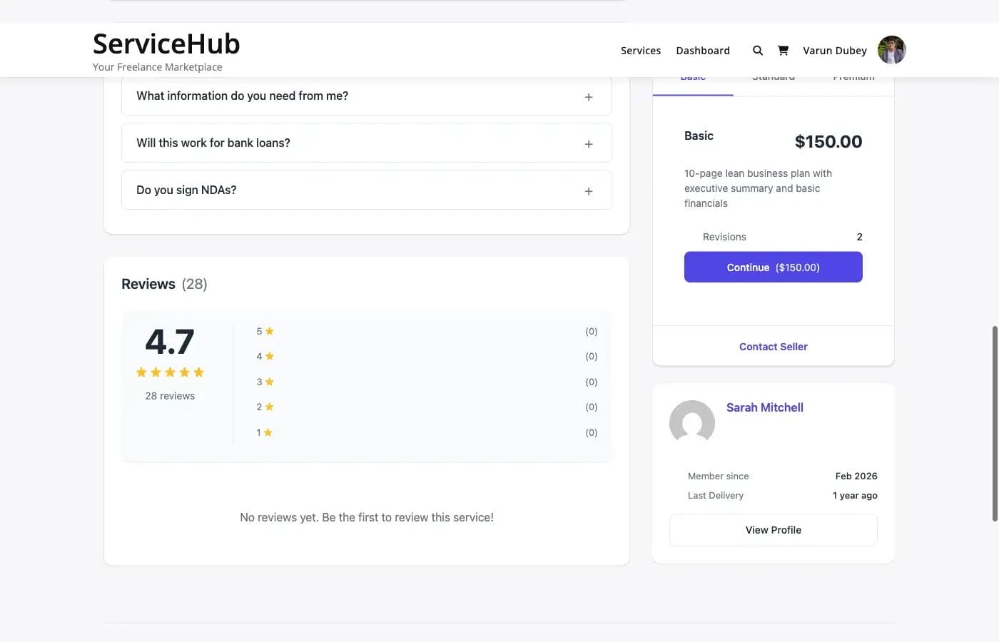 Frontend FAQ display as seen by buyers on the service page