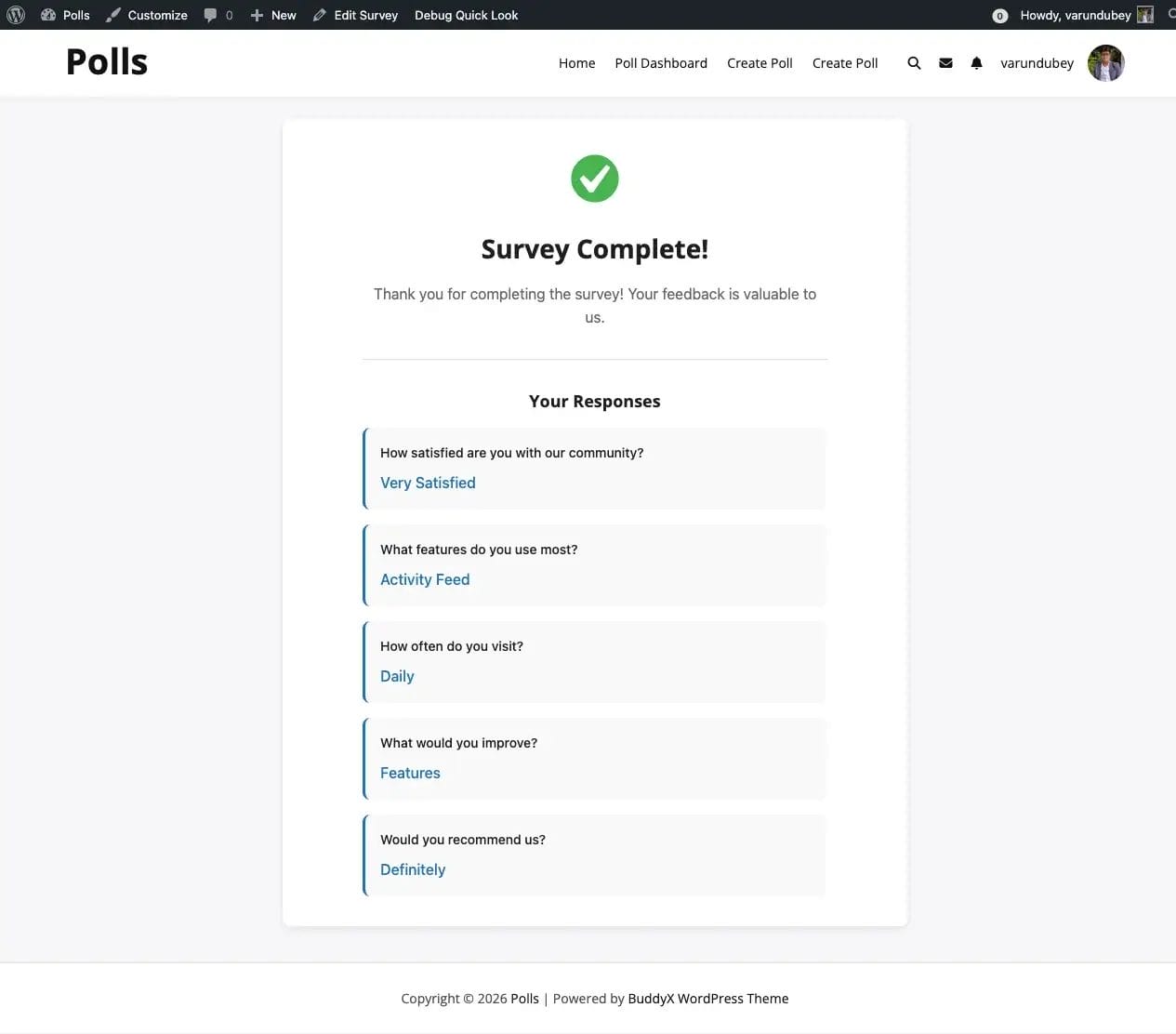 Survey Complete Screen