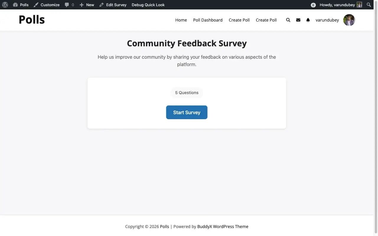 Survey Start Screen