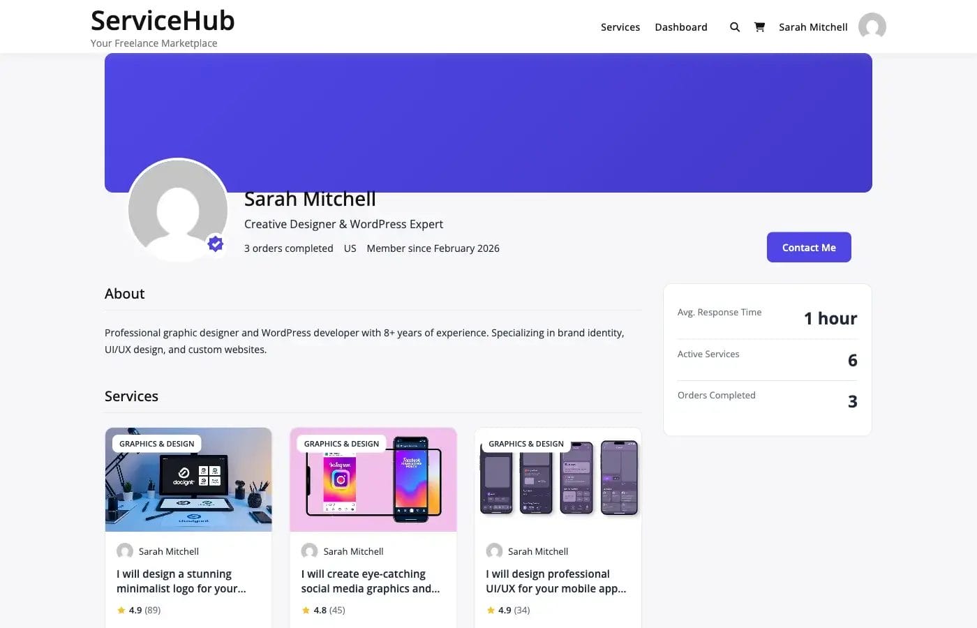 Public vendor profile page