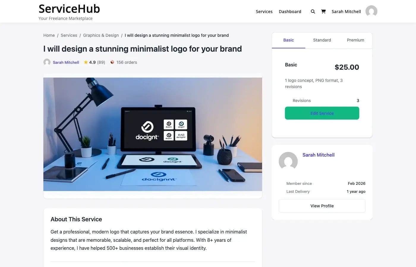Vendor sidebar on service page