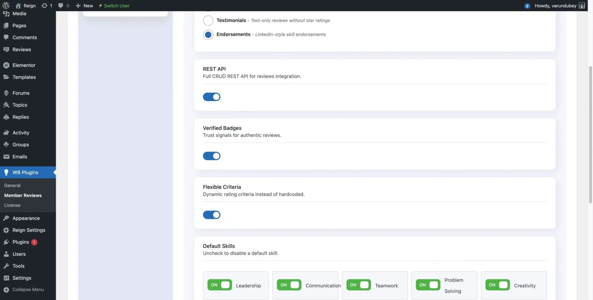 Skills Management Toggles