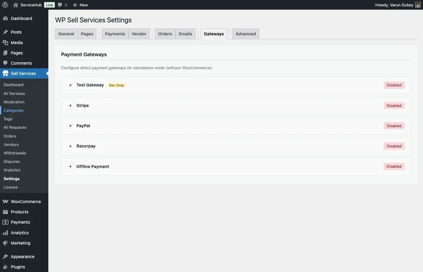 WooCommerce setup settings