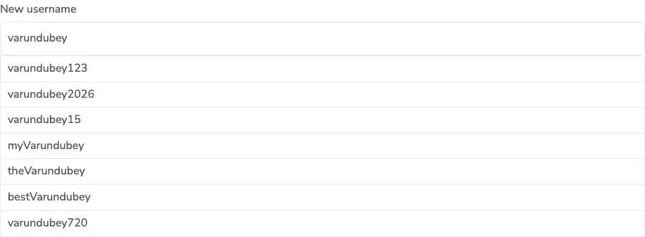 Username Suggestions