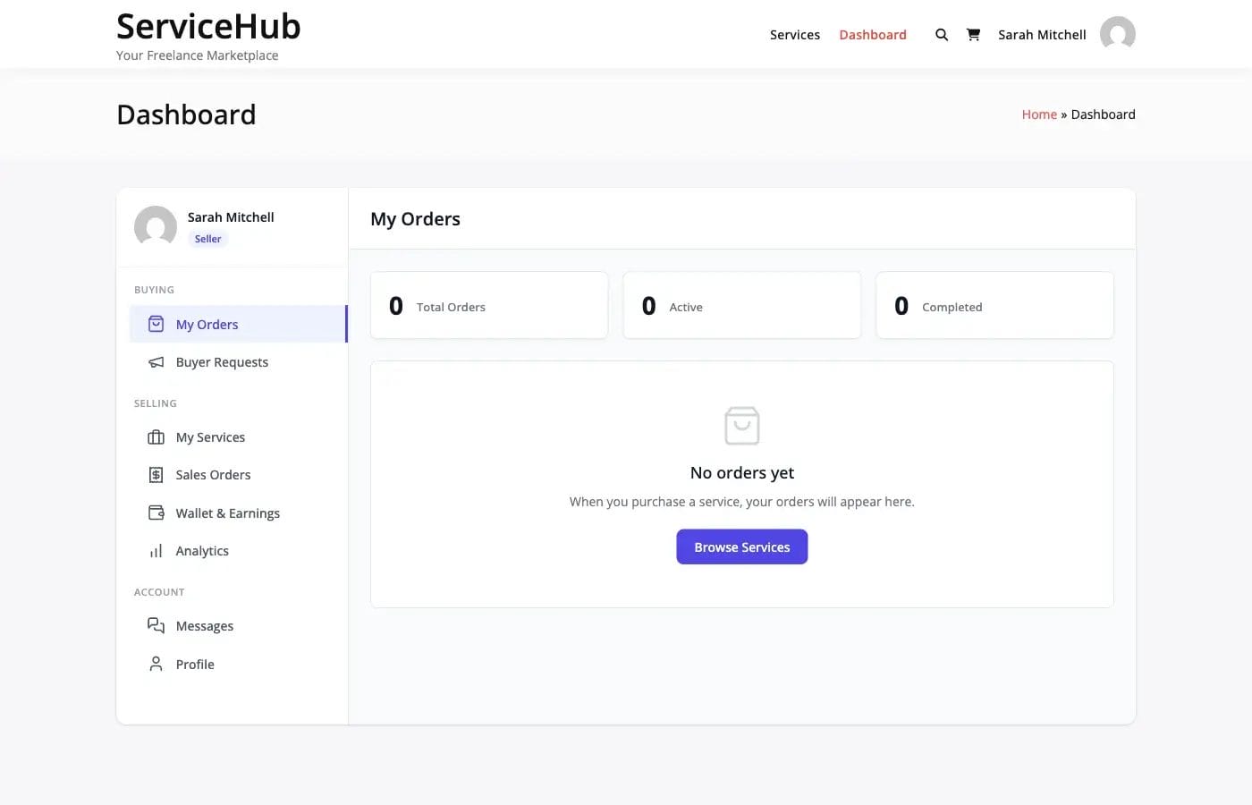 Vendor dashboard overview