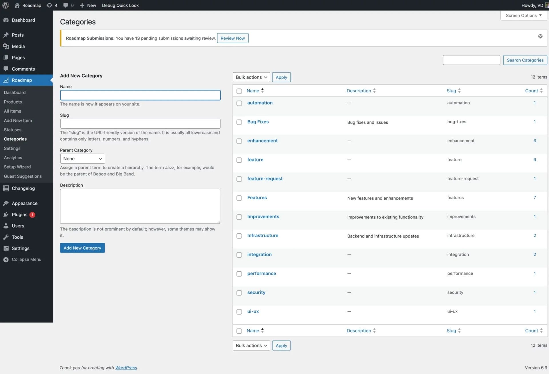 Categories Management