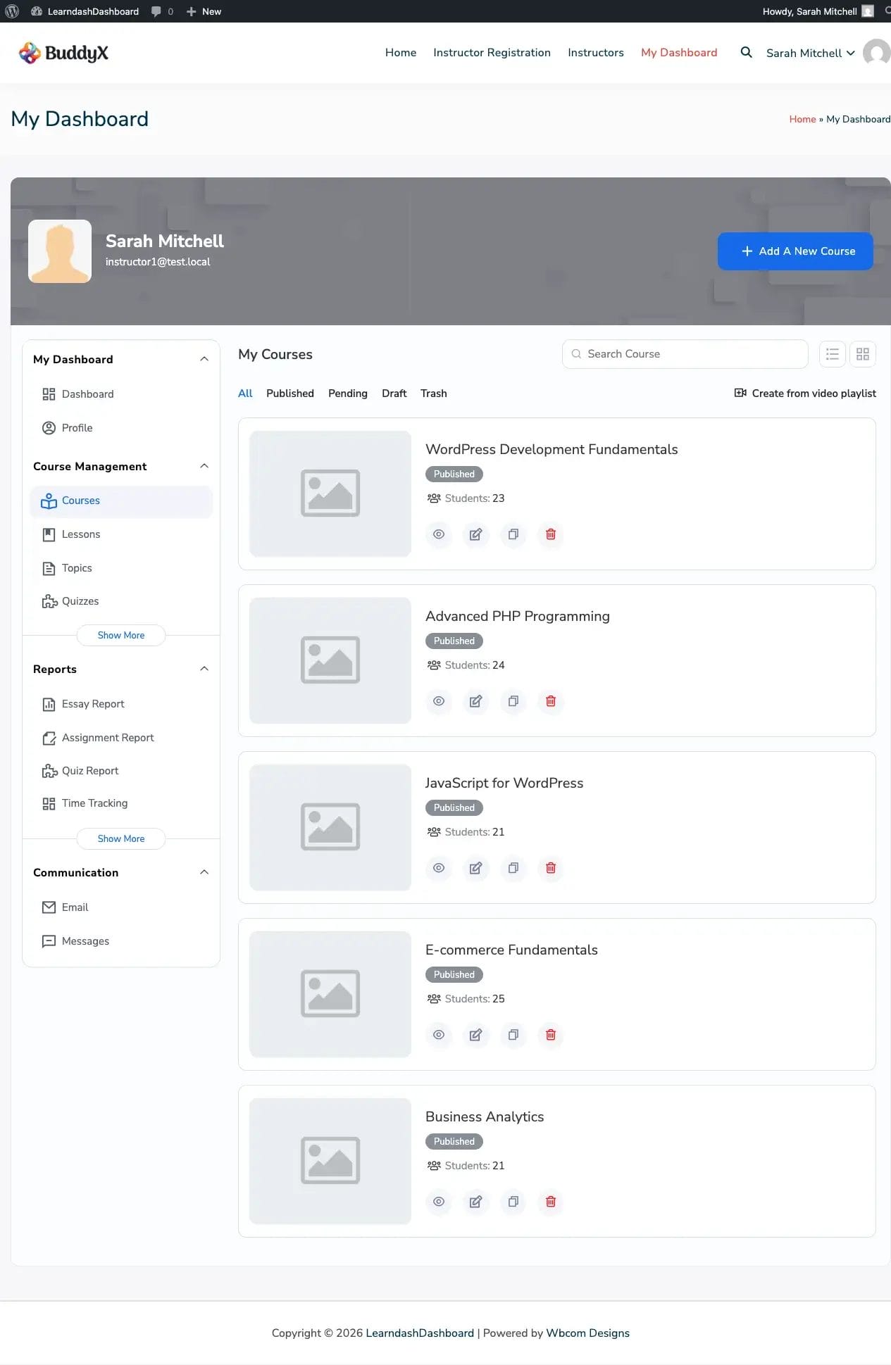 Instructor Course Listing