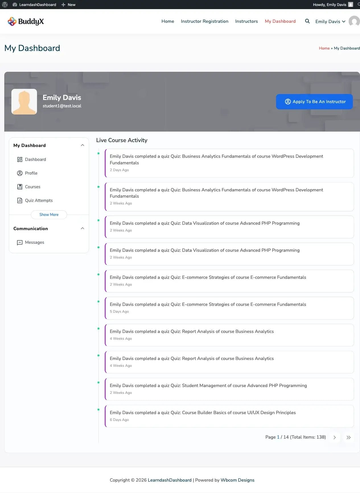Student Activity Feed
