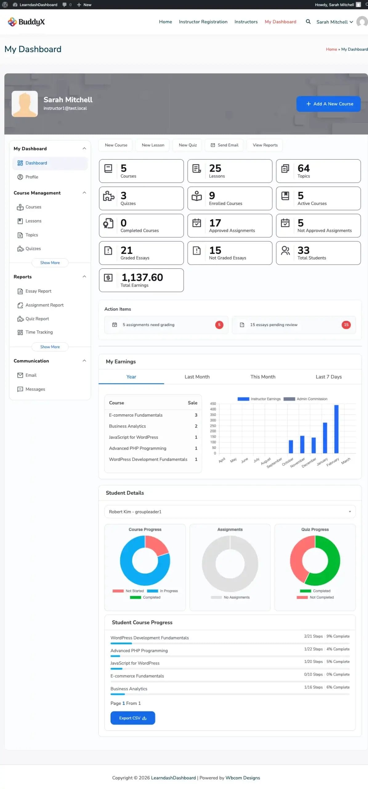 Instructor Dashboard Home