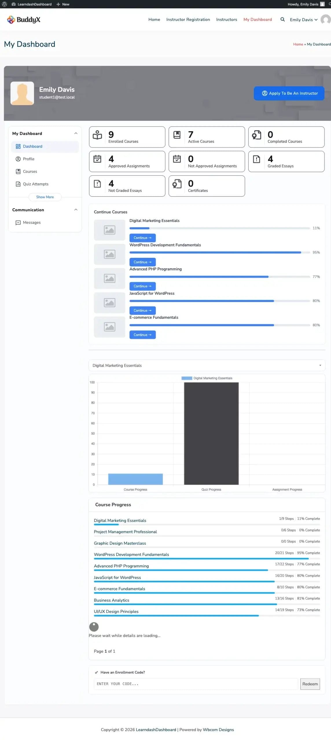 Student Dashboard Home