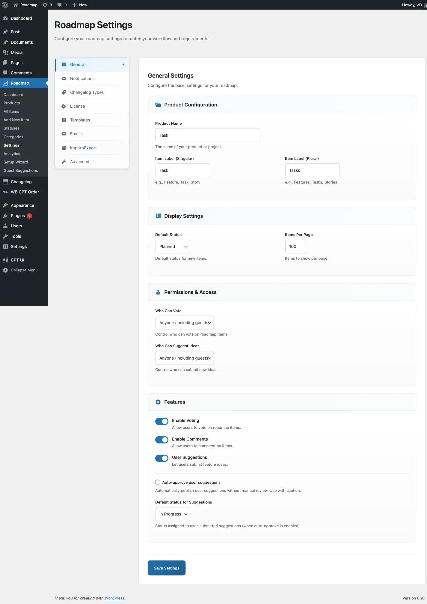 Pro settings page showing all tabs including Pro-exclusive options