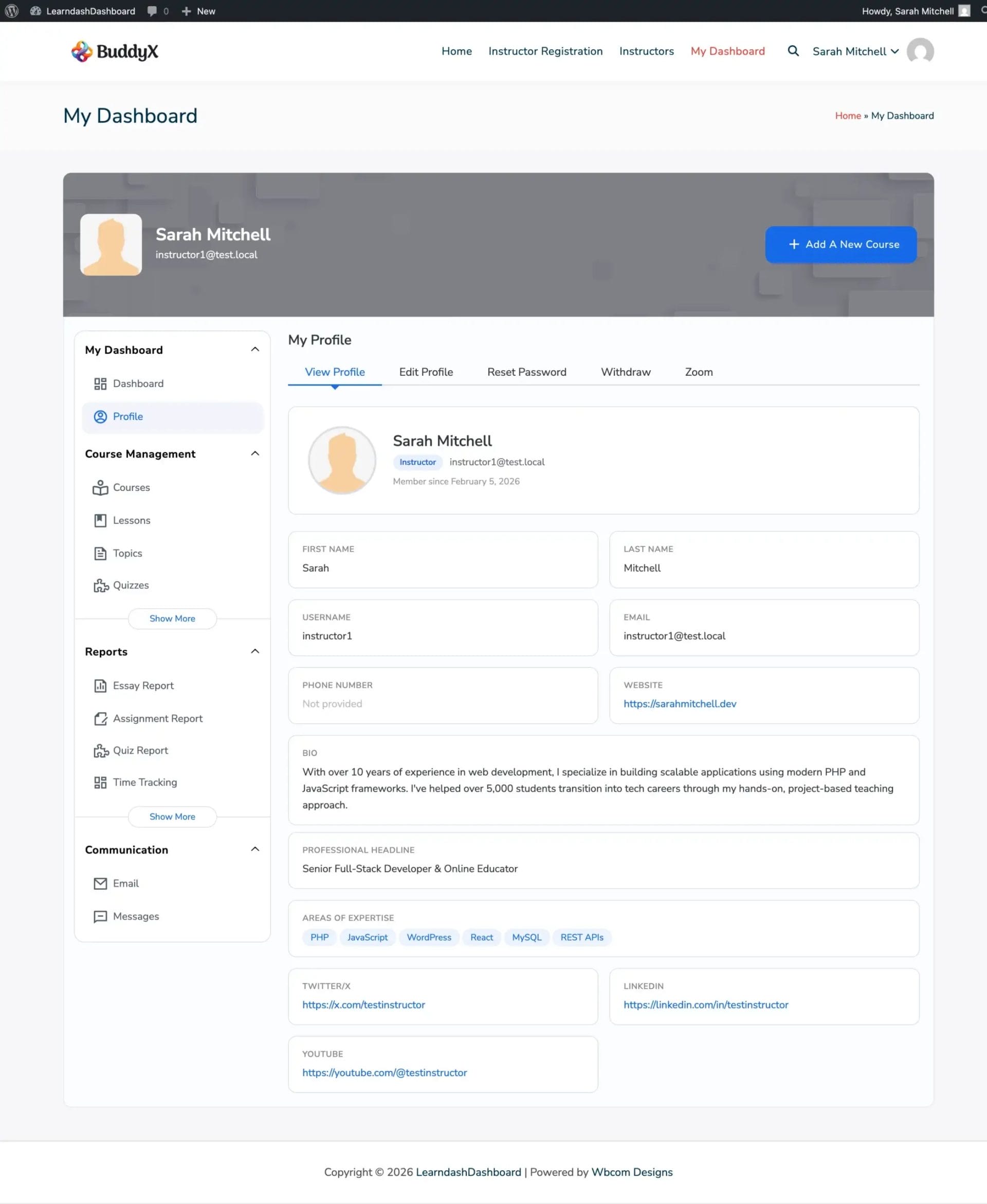 Instructor Profile Edit