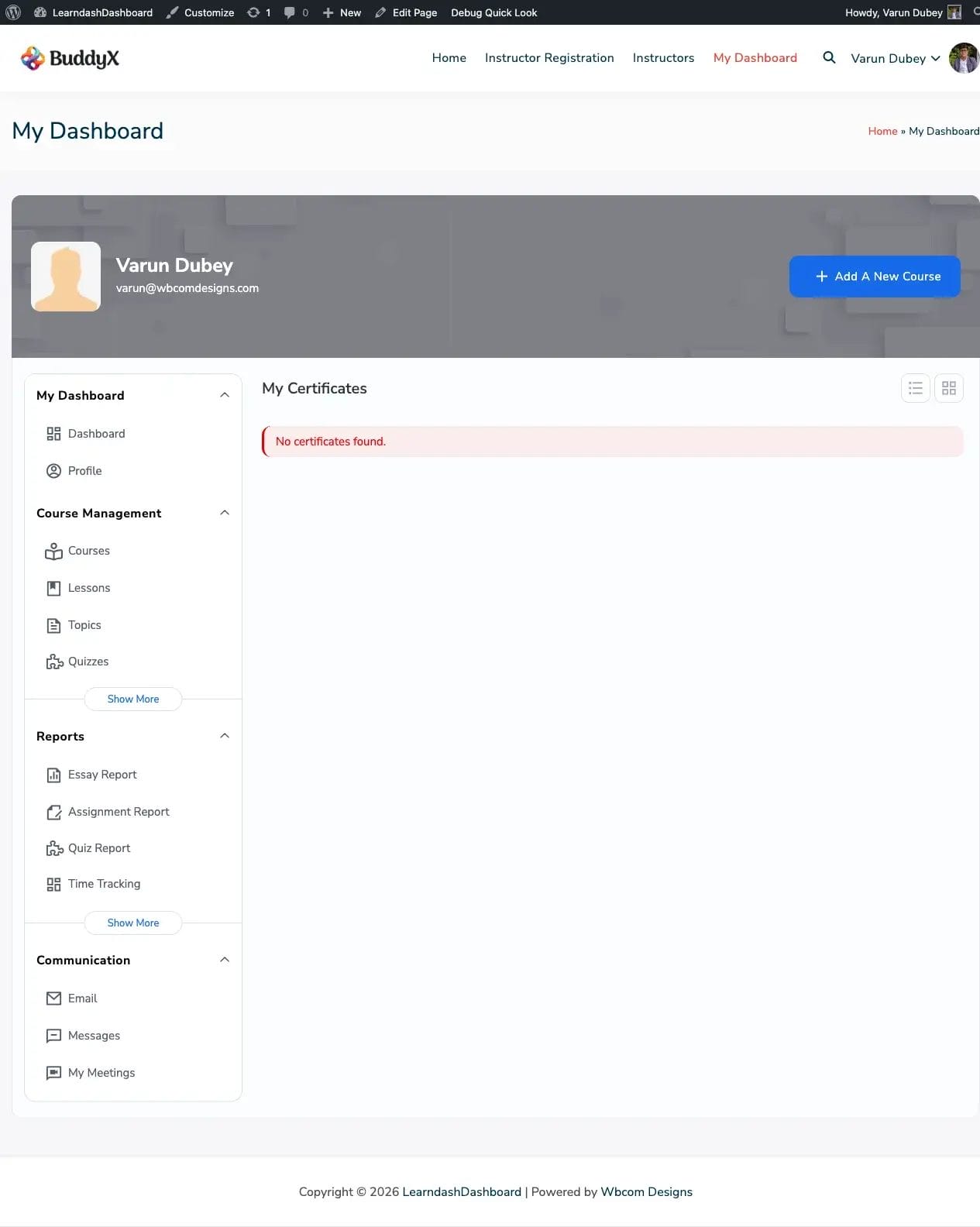 Admin View of Certificates