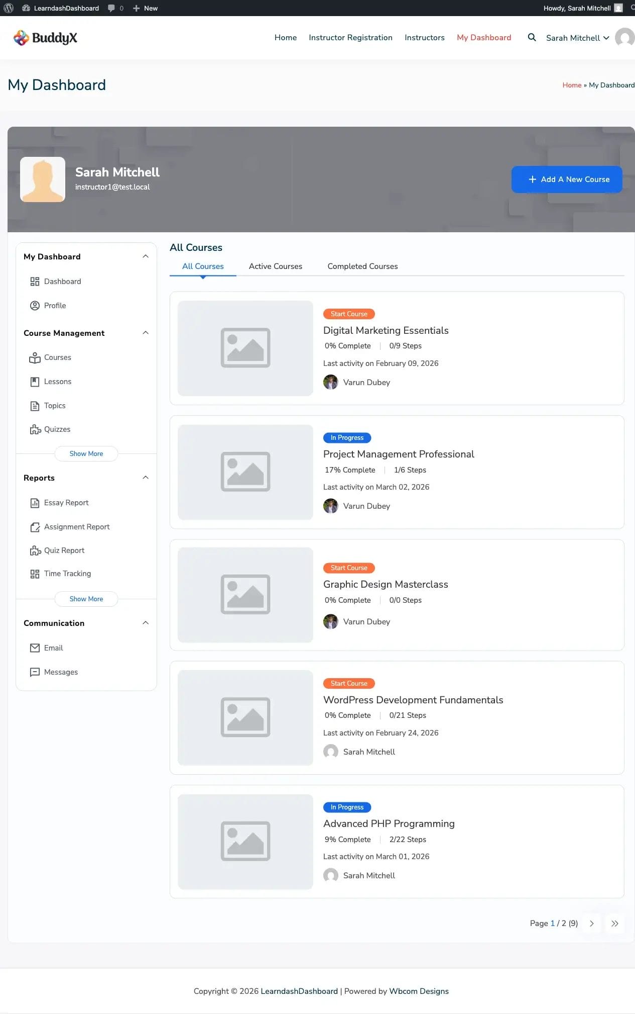Instructor View of Enrolled Courses